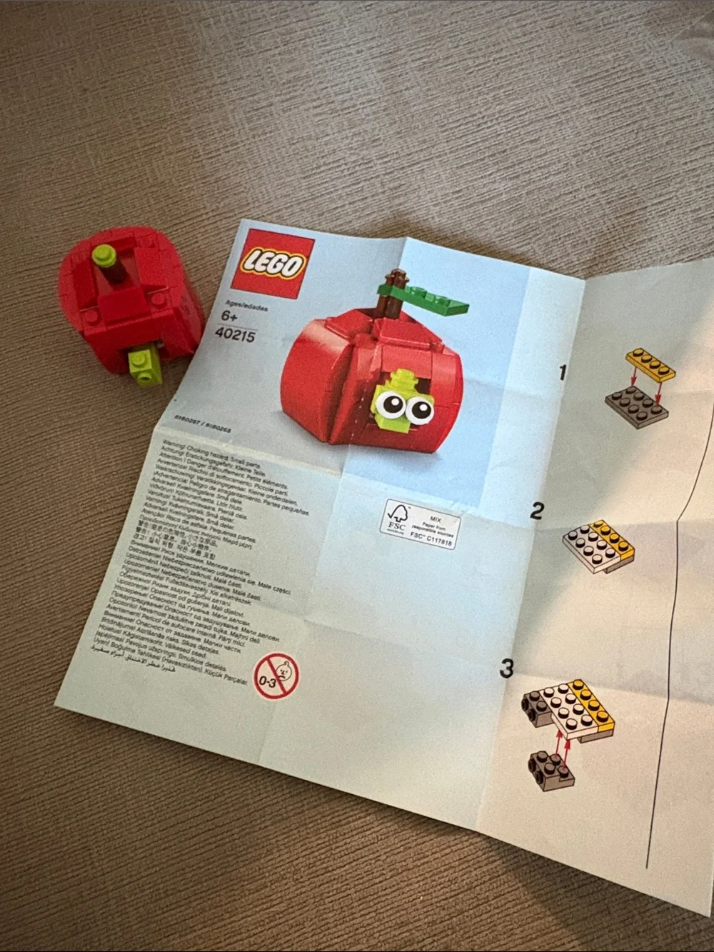LEGO Red Apple Mini Build with Green Leaf and Brown Stem